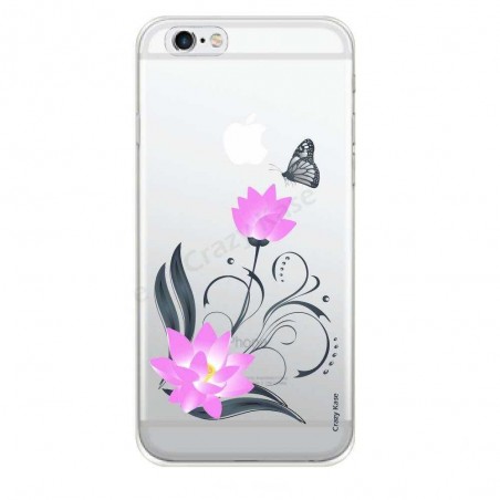 Coque iPhone 6 / 6s souple motif Fleur de lotus et papillon- Crazy Kase