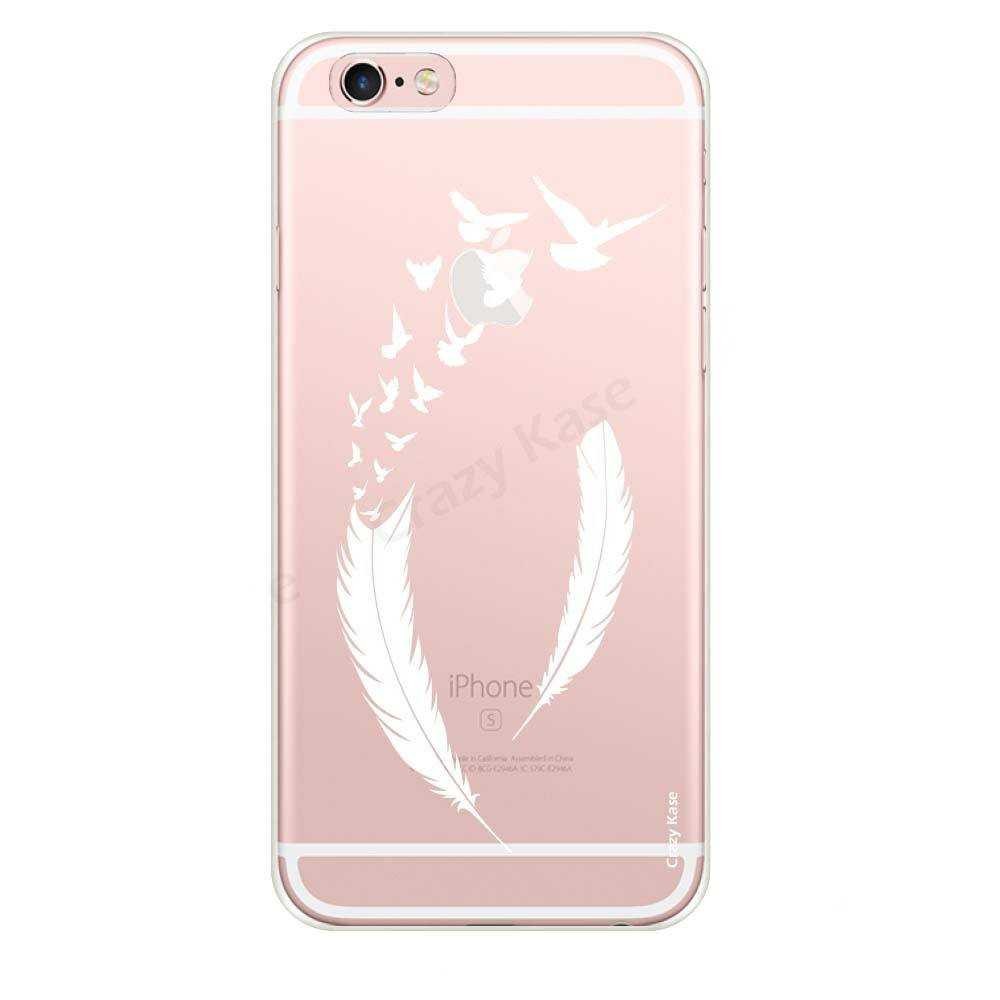 Coque iPhone 6 Plus / 6s Plus souple motif Plume et envol d'oiseaux - Crazy Kase