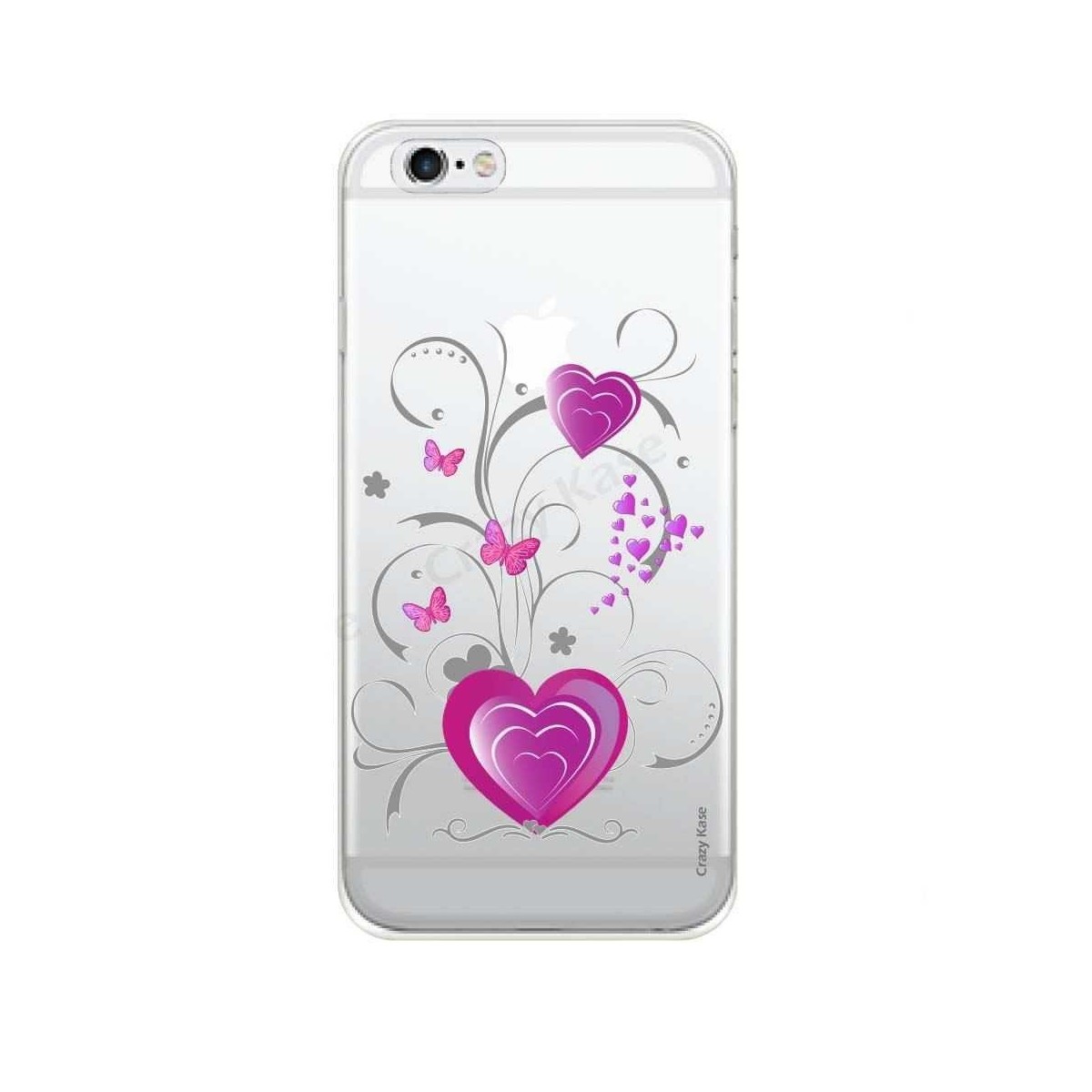 Coque iPhone 6 Plus / 6s Plus souple motif Cœur et papillon - Crazy Kase