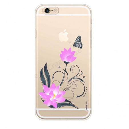 Coque iPhone 6 Plus / 6s Plus souple motif Fleur de lotus et papillon- Crazy Kase