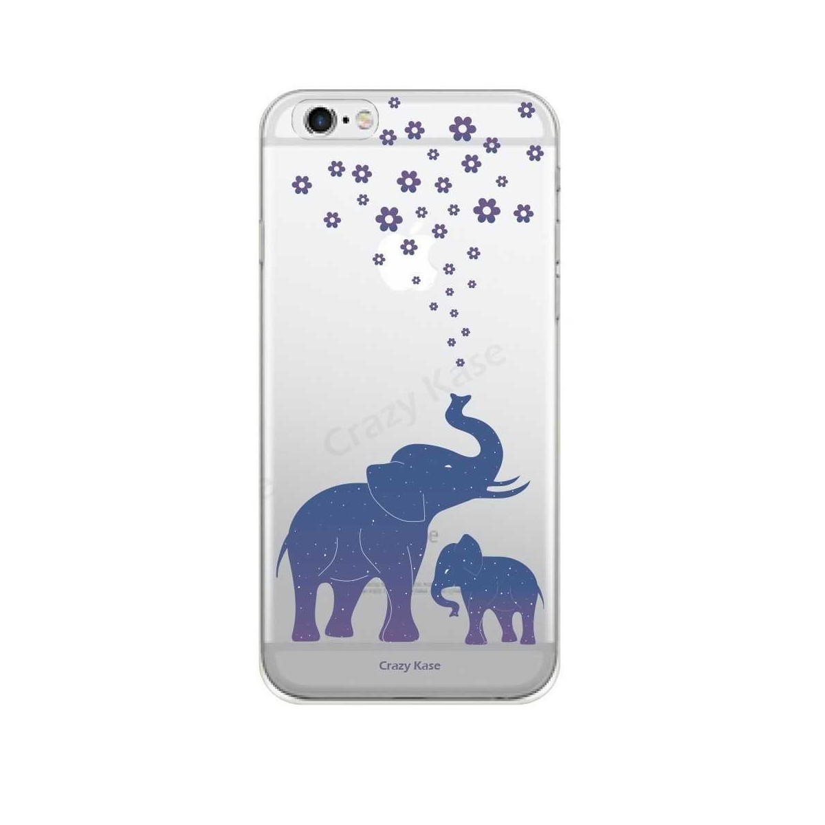 Coque iPhone 6 / 6s Transparente souple motif Eléphant Bleu - Crazy Kase