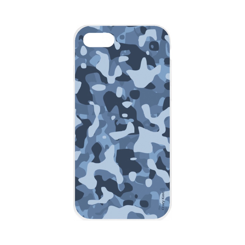 Coque iPhone 7 souple Camouflage militaire bleu Crazy Kase