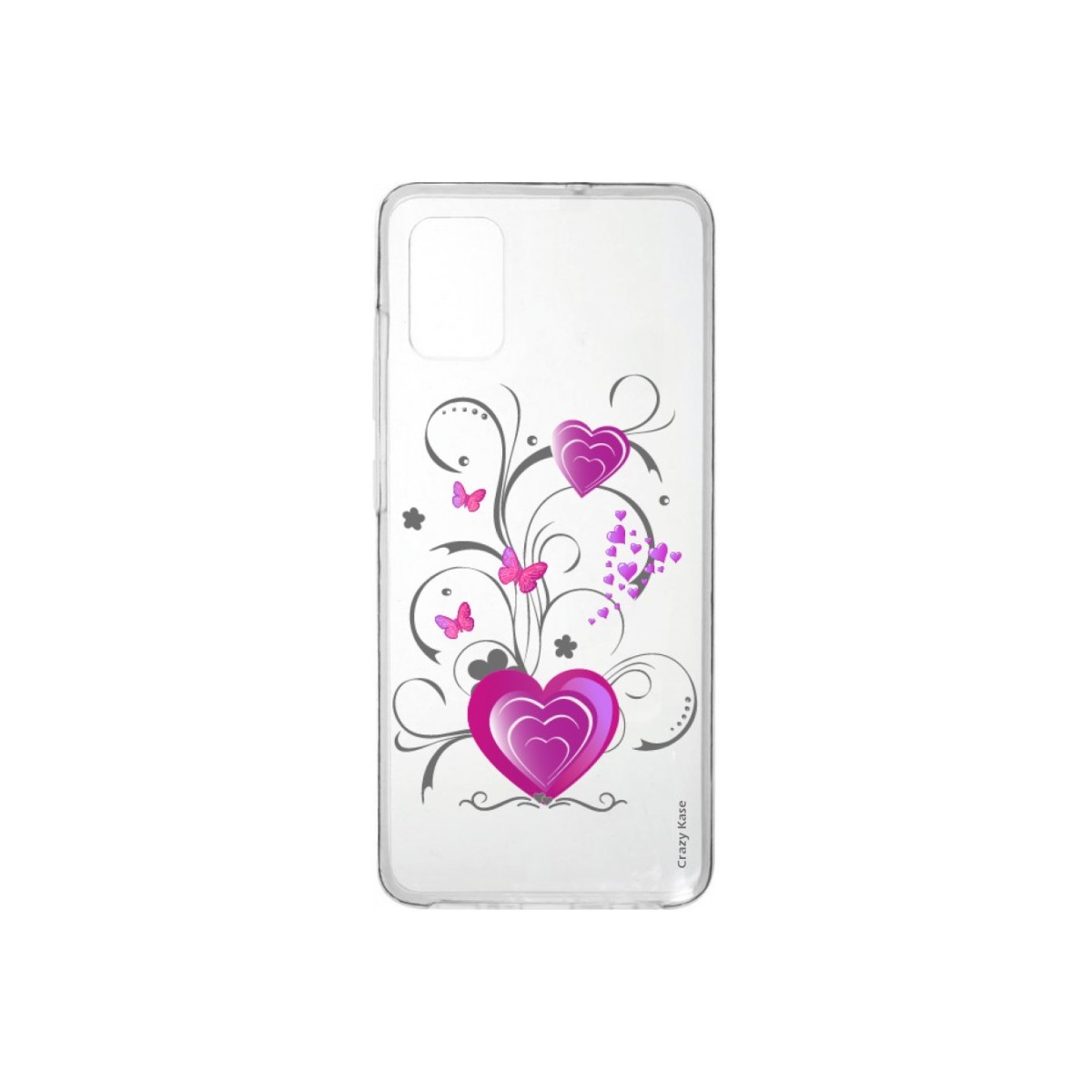 Coque Samsung Galaxy A41 souple Coeur et papillon Crazy Kase