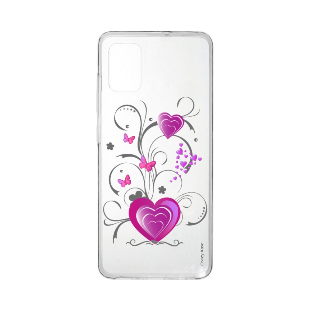 Coque Samsung Galaxy A41 souple Coeur et papillon Crazy Kase