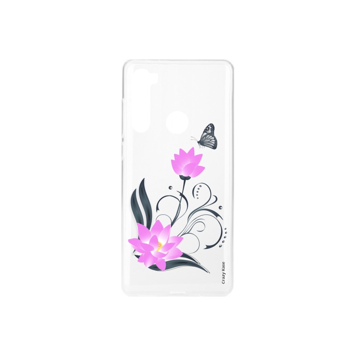 Coque Xiaomi Redmi Note 8 souple Fleur de lotus et papillon Crazy Kase