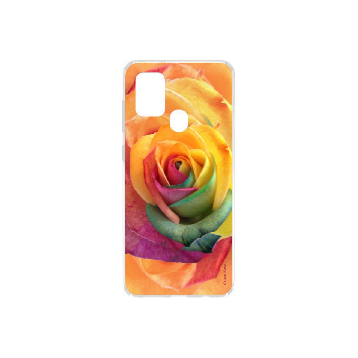 Coque Samsung Galaxy A21s souple Rose fleur colorée Crazy Kase