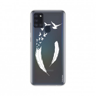 Coque Samsung Galaxy A21s souple Plume et envol d'oiseaux Crazy Kase