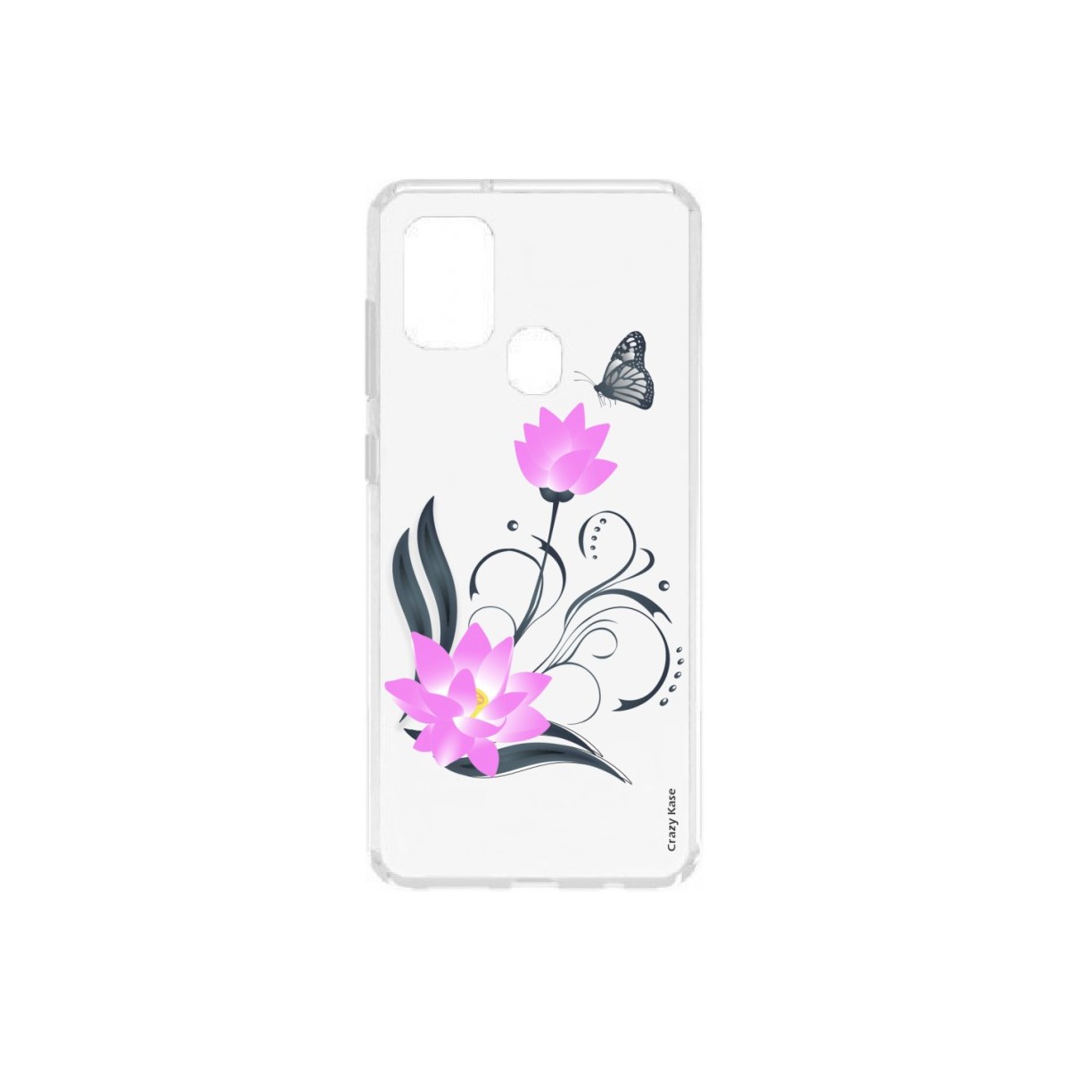 Coque Samsung Galaxy A21s souple Fleur de lotus et papillon Crazy Kase