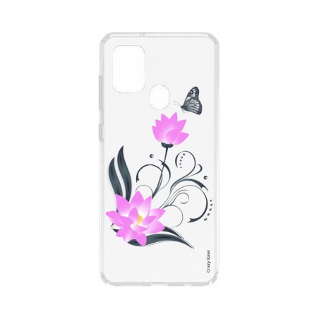 Coque Samsung Galaxy A21s souple Fleur de lotus et papillon Crazy Kase