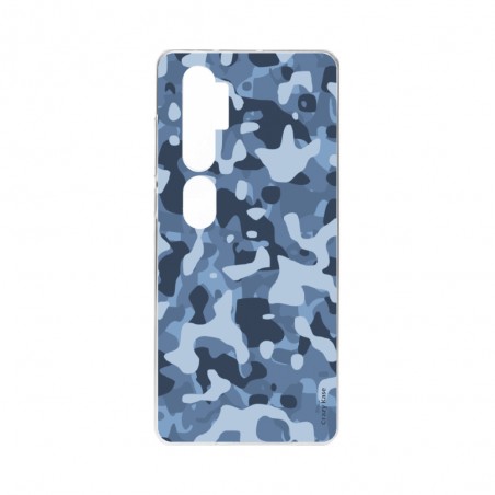 Coque pour Xiaomi Mi Note 10 souple Camouflage militaire bleu Crazy Kase