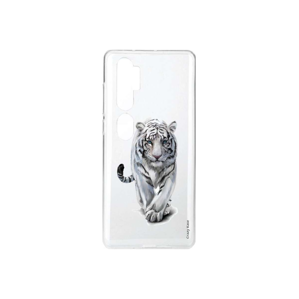 Coque pour Xiaomi Mi Note 10 souple Tigre blanc Crazy Kase