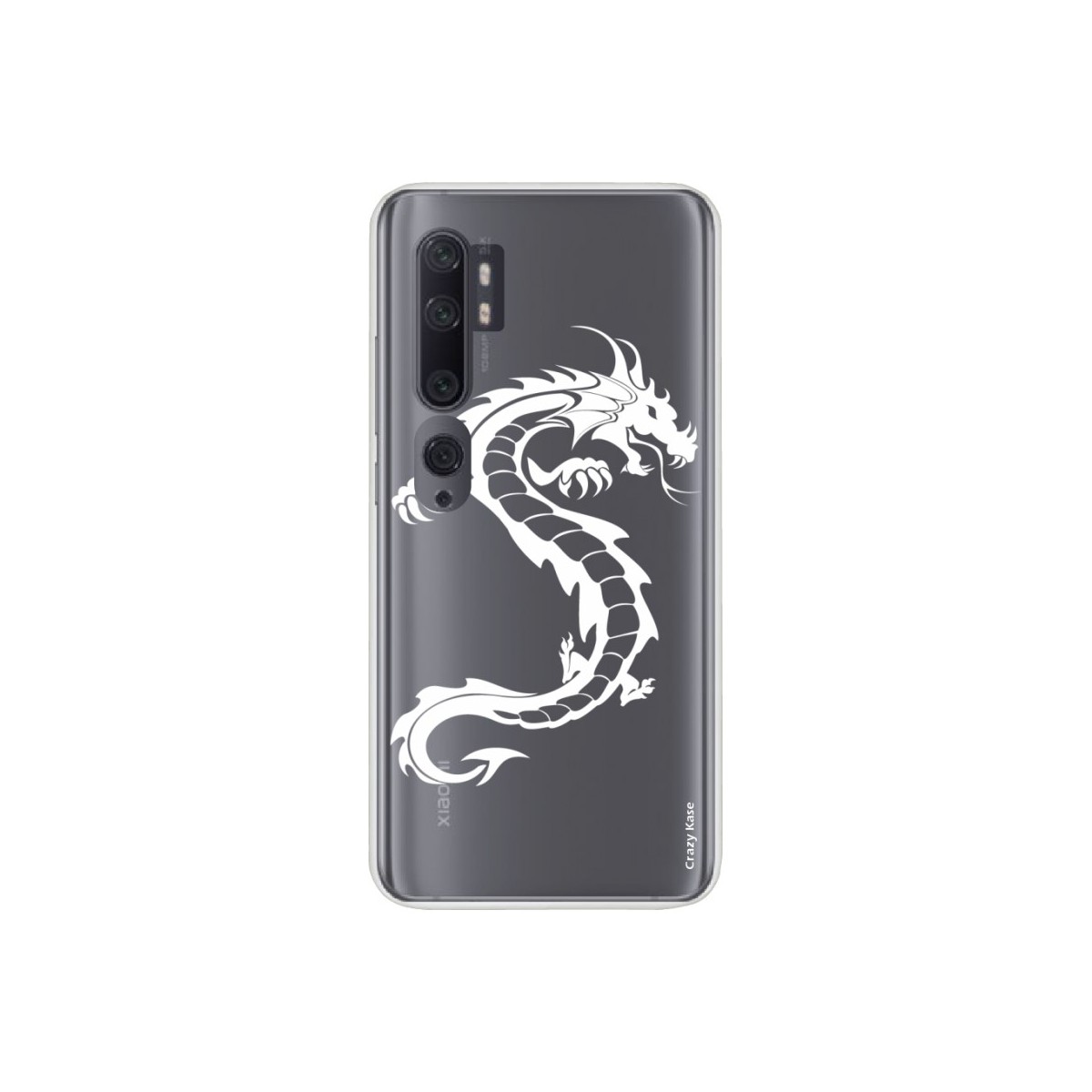Coque pour Xiaomi Mi Note 10 souple Dragon blanc Crazy Kase