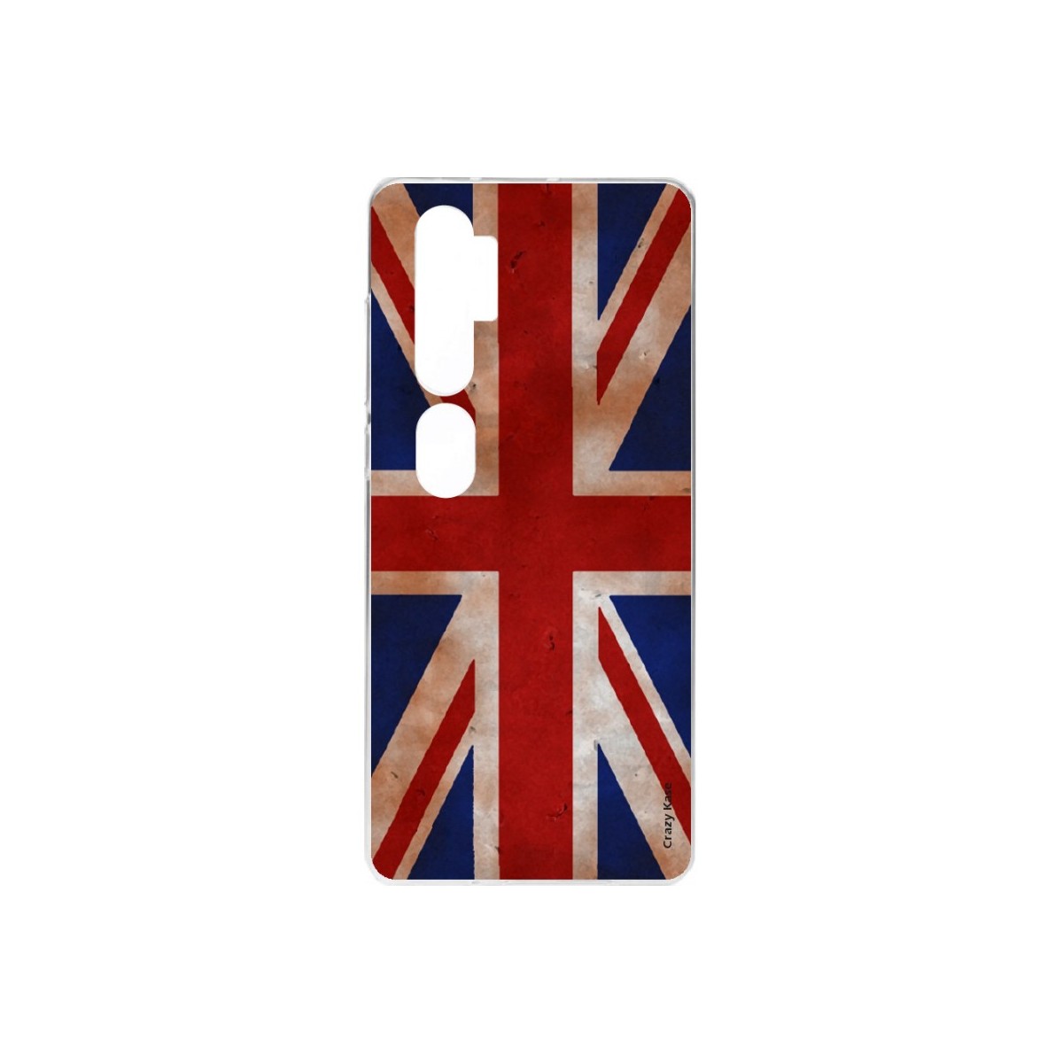 Coque pour Xiaomi Mi Note 10 souple Drapeau UK vintage Crazy Kase