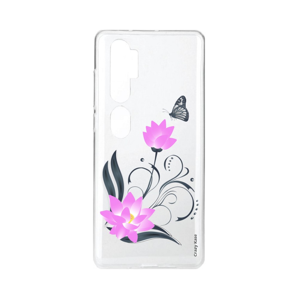 Coque pour Xiaomi Mi Note 10 souple Fleur de lotus et papillon Crazy Kase