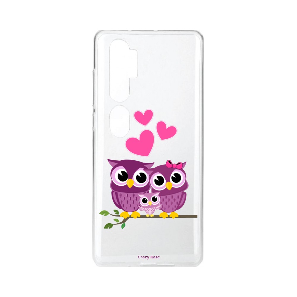 Coque pour Xiaomi Mi Note 10 souple Famille Chouette Crazy Kase