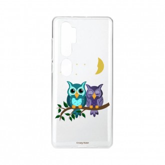 Coque pour Xiaomi Mi Note 10 souple Chouettes au clair de lune Crazy Kase