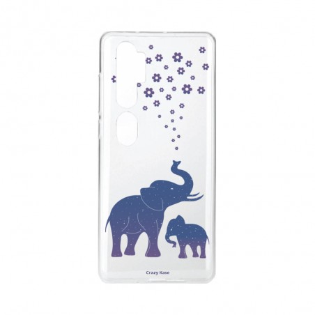 Coque pour Xiaomi Mi Note 10 souple Eléphant Bleu Crazy Kase