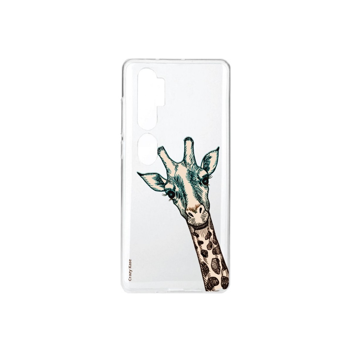 Coque pour Xiaomi Mi Note 10 souple Tête de Girafe Crazy Kase