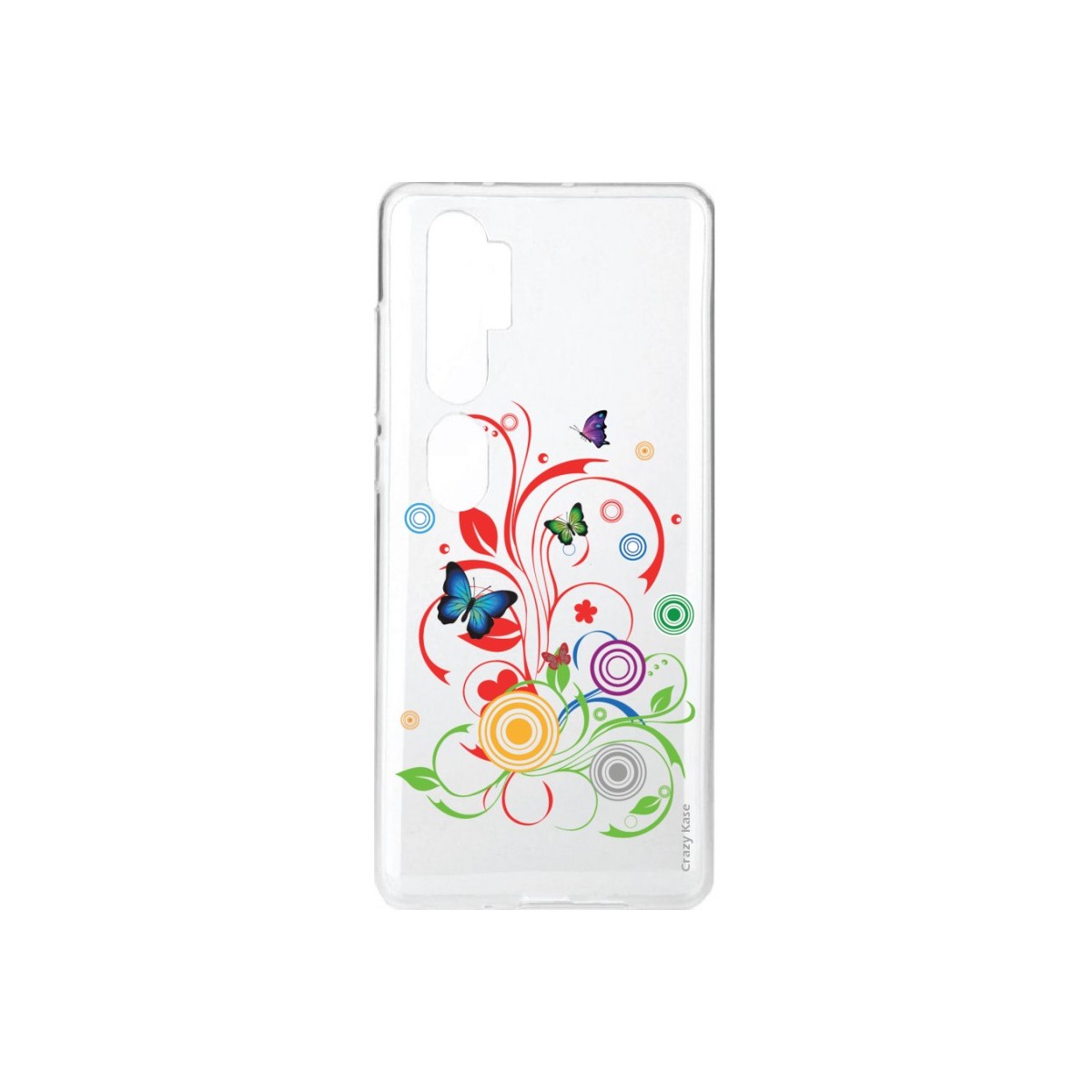 Coque pour Xiaomi Mi Note 10 souple Papillons et Cercles Crazy Kase
