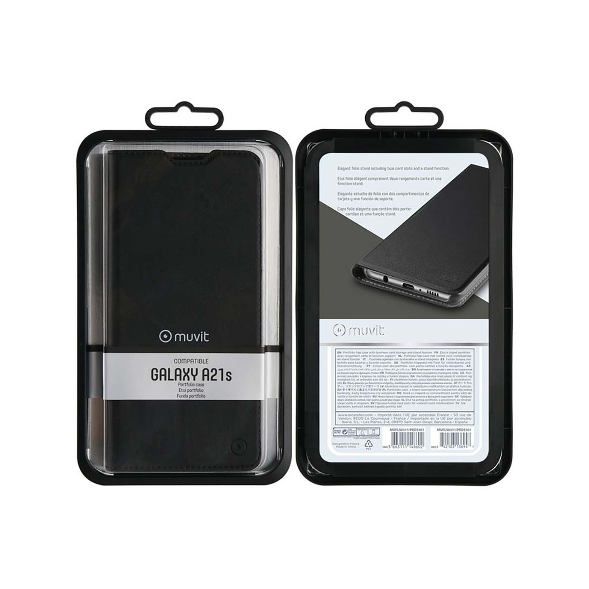 Muvit Etui Samsung Galaxy A21s Folio Stand Noir