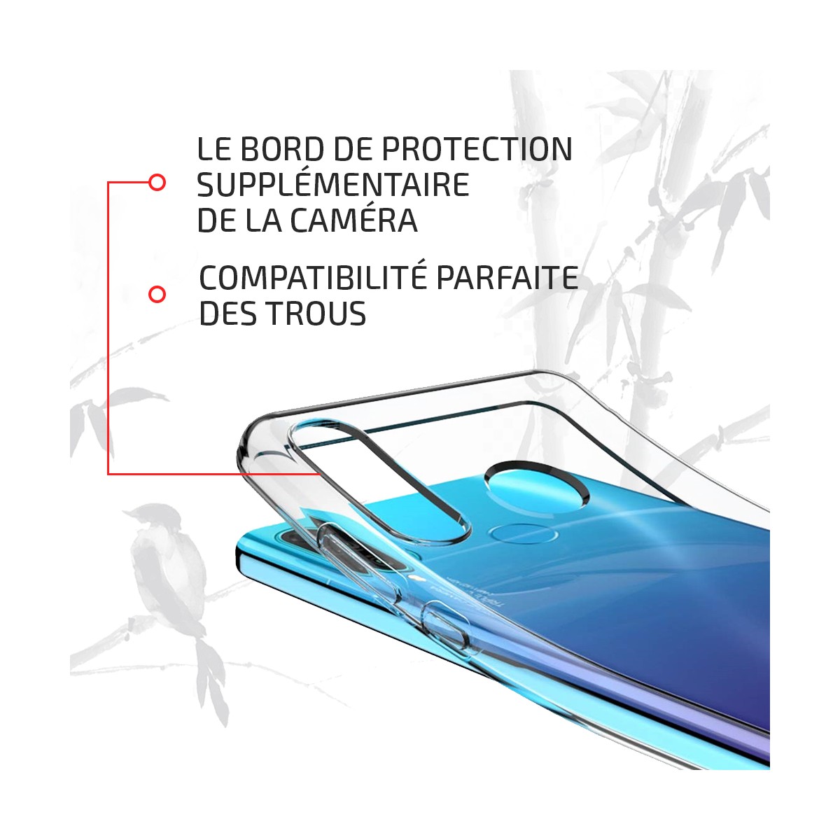 Akami Coque Huawei P30 Lite, Housse de protection en silicone de haute qualité - Transparent