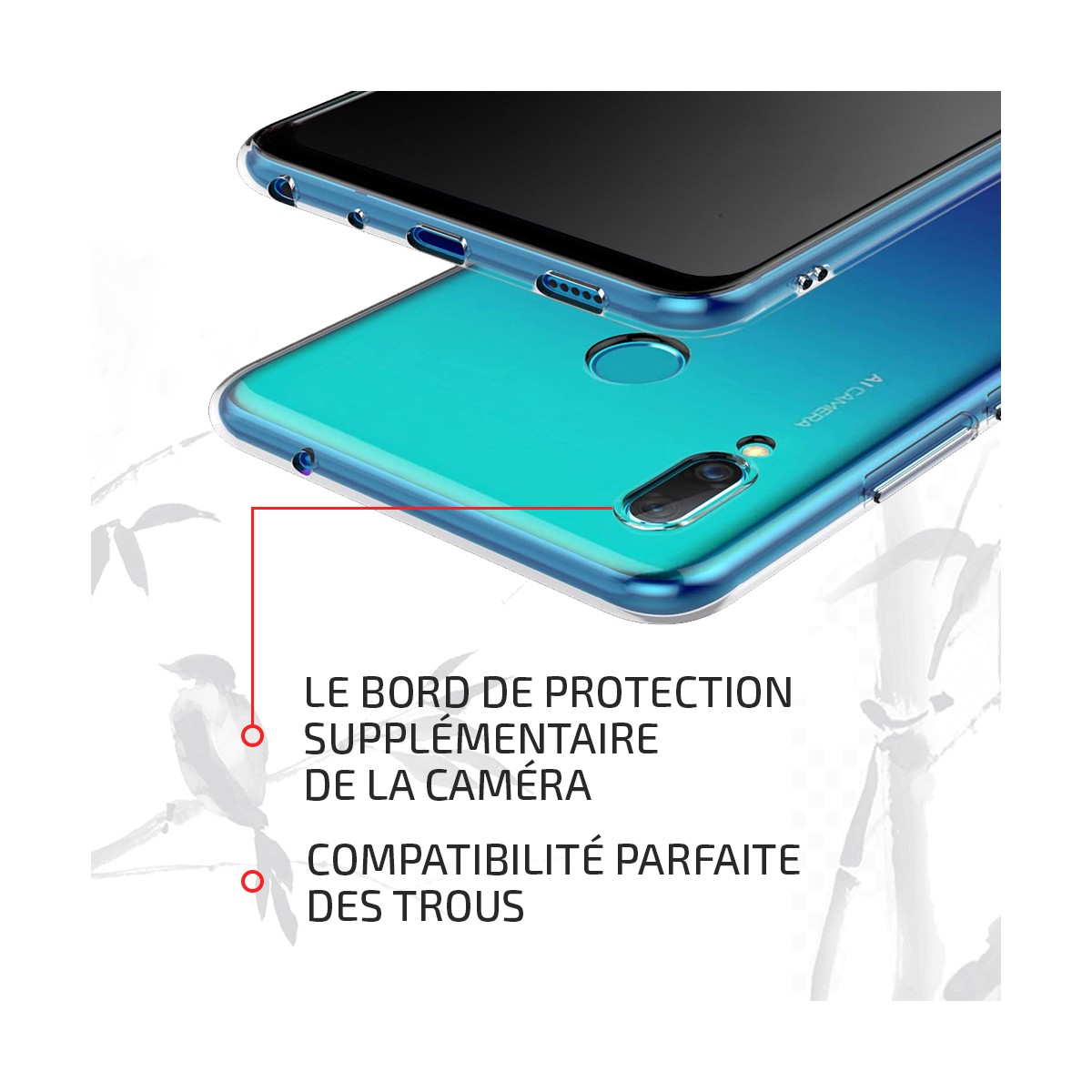 Akami Coque Huawei P Smart 2019, Housse de protection en silicone de haute qualité - Transparent