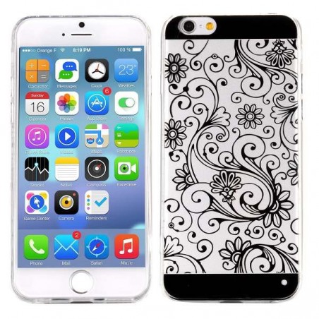 Coque iPhone 6 motif fleurs noires