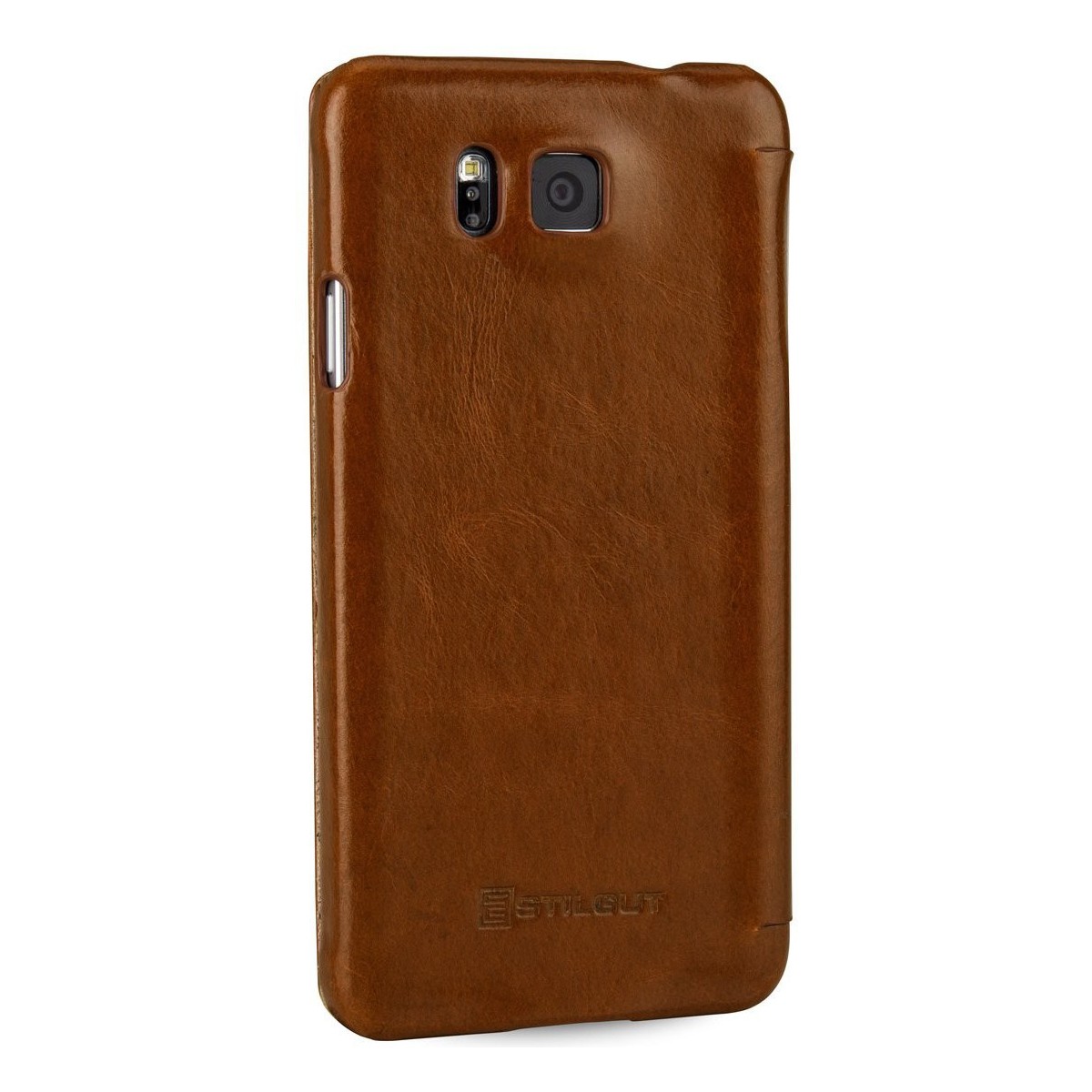 Etui pour Samsung Galaxy Alpha en cuir véritable cognac, Book Type