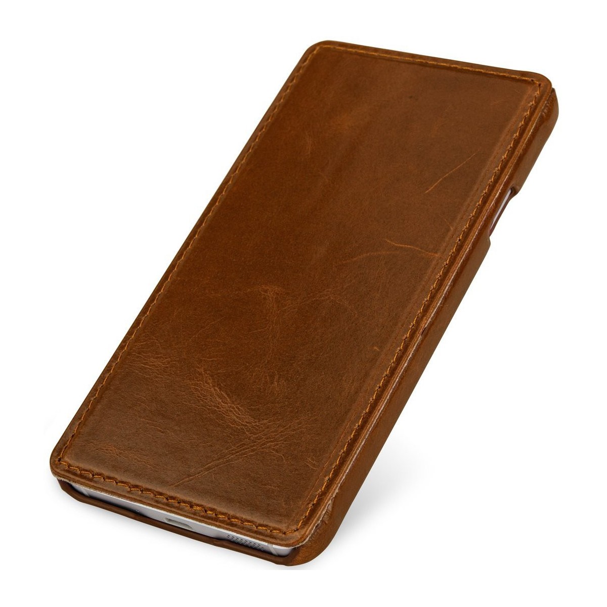 Etui pour Samsung Galaxy Alpha en cuir véritable cognac, Book Type