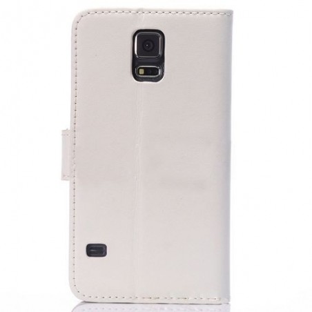 Etui Portefeuille Galaxy S5 simili-cuir blanc