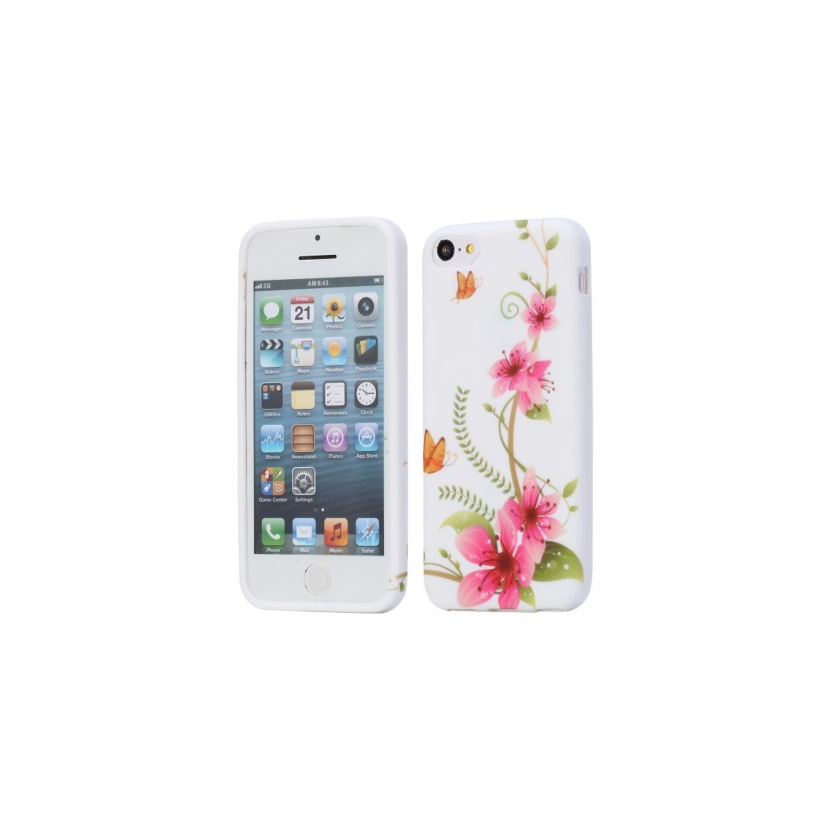 Coque iPhone 5C silicone floral météorite