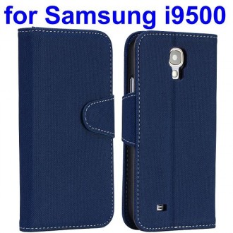 Etui simili-cuir bleu avec support TV et porte carte pour Samsung Galaxy S4 i9500