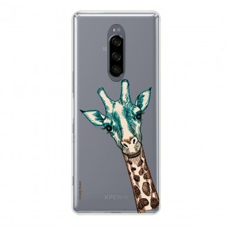 Coque compatible Xperia 1 souple Tête de Girafe - Crazy Kase