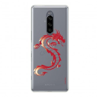 Coque compatible Xperia 1 souple Dragon rouge - Crazy Kase