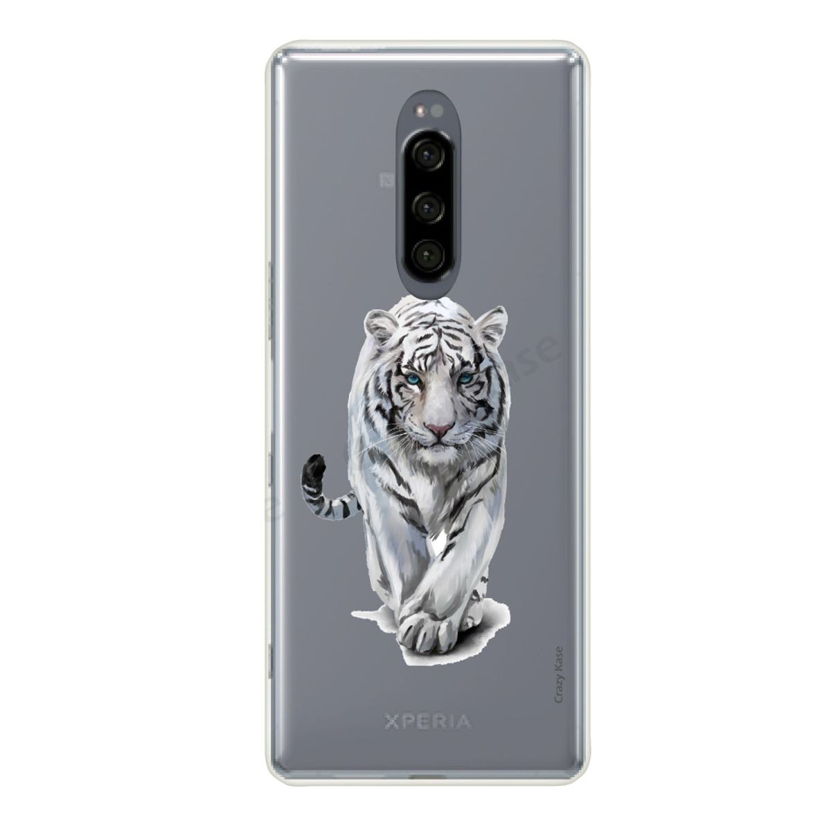 Coque compatible Xperia 1 souple Tigre blanc - Crazy Kase