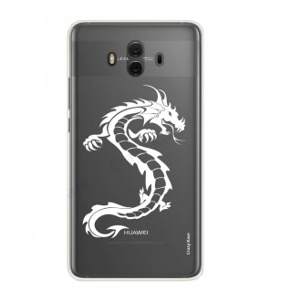 Coque compatible Huawei Mate 10 souple Dragon blanc - Crazy Kase
