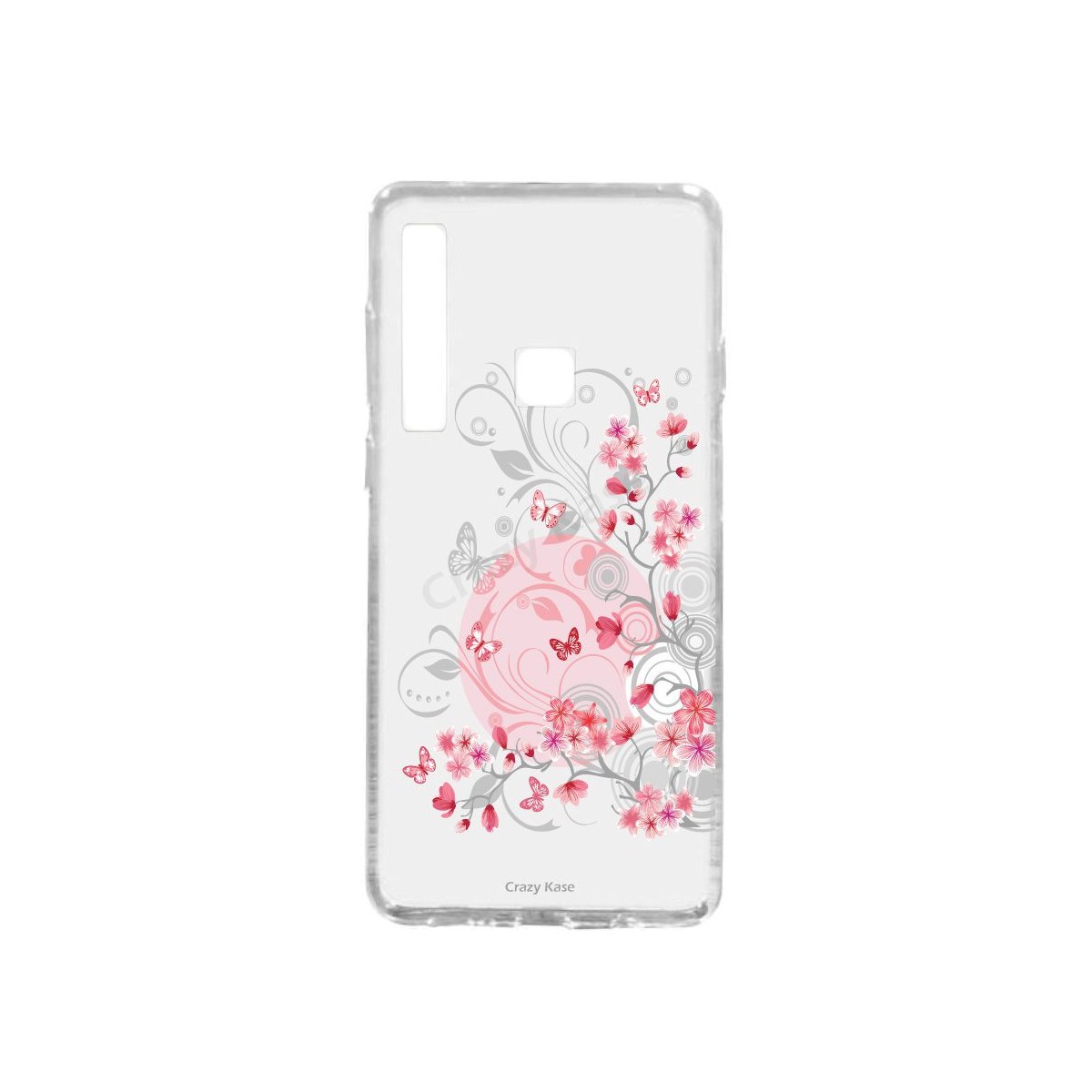 Coque compatible Galaxy A9 (2018) souple Fleurs et papillons -  Crazy Kase