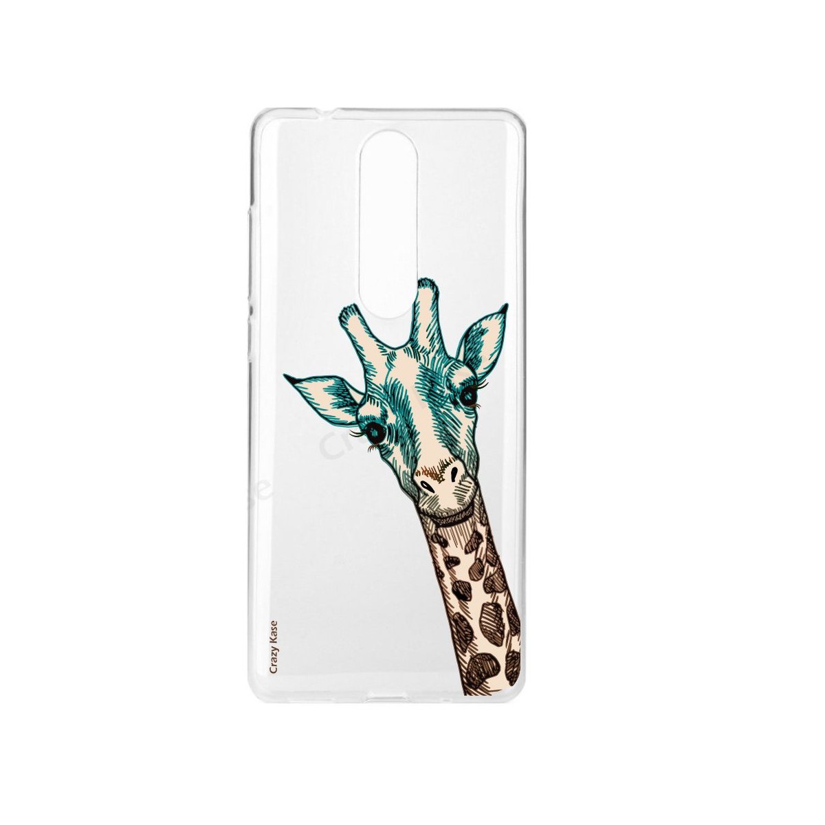 Coque Nokia 5.1 souple motif Tête de Girafe - Crazy Kase