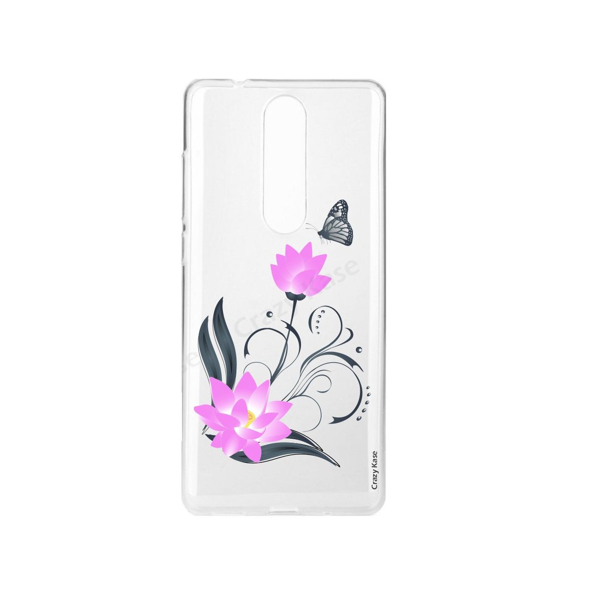 Coque Nokia 5.1 souple motif Fleur de lotus et papillon- Crazy Kase