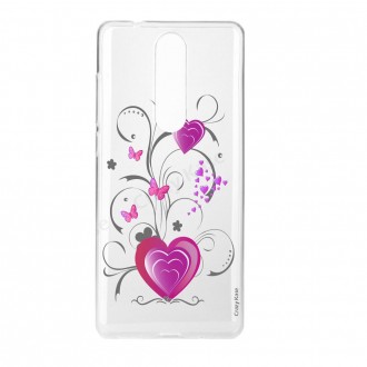 Coque Nokia 5.1 souple motif Cœur et papillon - Crazy Kase