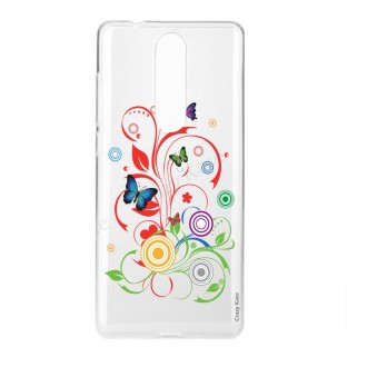 Coque compatible Nokia 5.1 souple motif Papillons et Cercles - Crazy Kase
