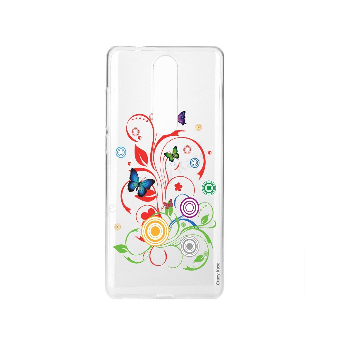 Coque compatible Nokia 5.1 souple motif Papillons et Cercles - Crazy Kase