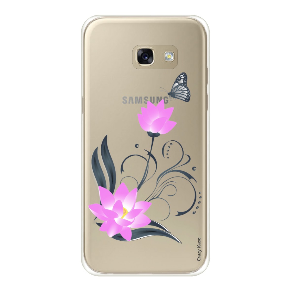 Coque Galaxy A5 (2016) souple motif Fleur de lotus et papillon- Crazy Kase