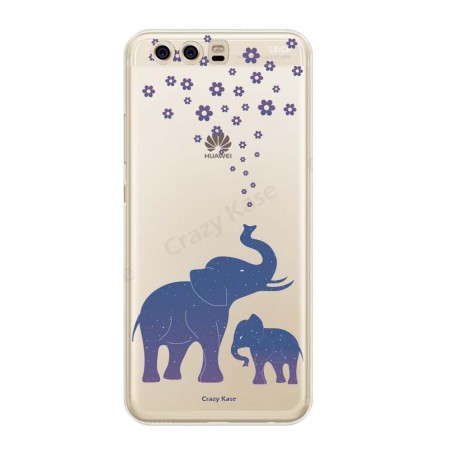 Coque Huawei P10 Plus souple motif Eléphant Bleu - Crazy Kase