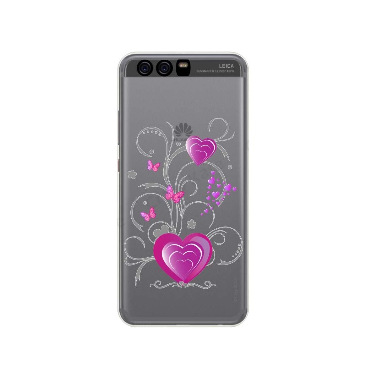Coque Huawei P10 Plus souple motif Cœur et papillon - Crazy Kase