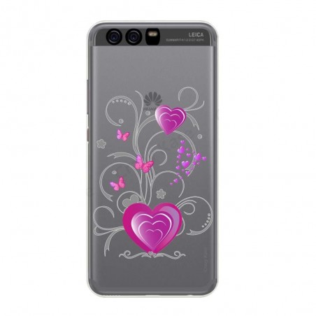 Coque Huawei P10 Plus souple motif Cœur et papillon - Crazy Kase