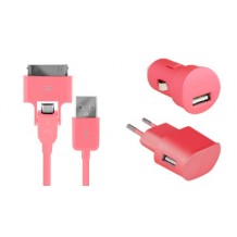 Pack charge 3 en 1 Colorblock Bubble Gum pour Apple iPhone et téléphones micro USB