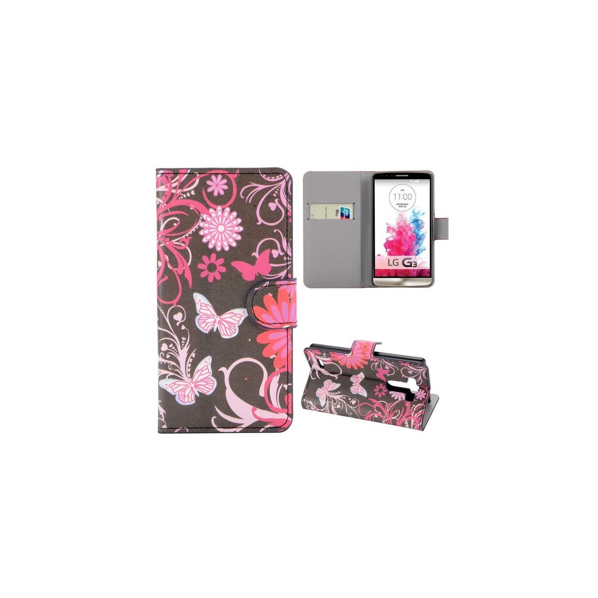 Crazy Kase - Etui LG G3 Motif Papillons et Fleurs