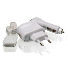 Chargeur 3 en 1 iPhone, iPad, iPod (secteur,usb,allume-cigare)