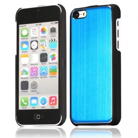 Crazy Kase - Coque iPhone 5C noire et Aluminium brossé bleu